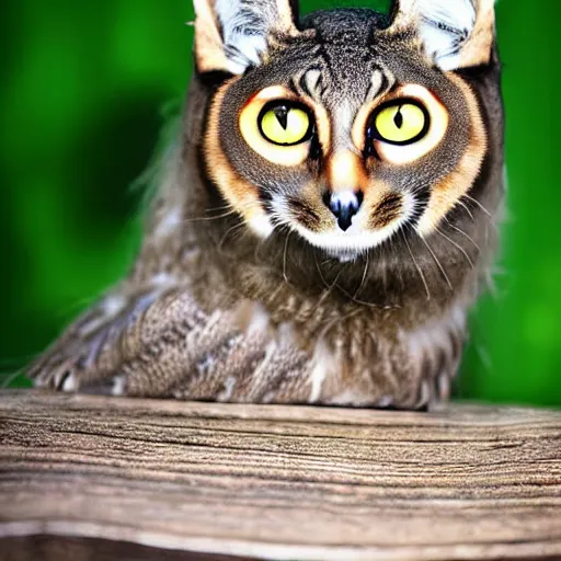 Image similar to a feline owl - cat - hybrid, animal photography