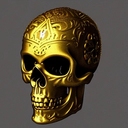 Image similar to gold ornate gothic skull with jewels digital art, artstation, concept art