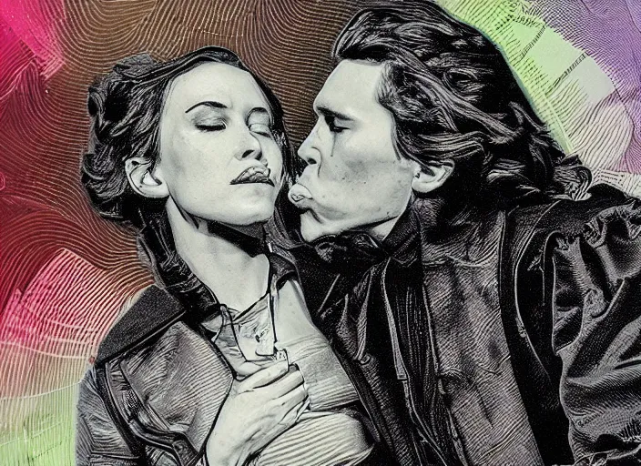 Image similar to reylo kissing, american dollar bill