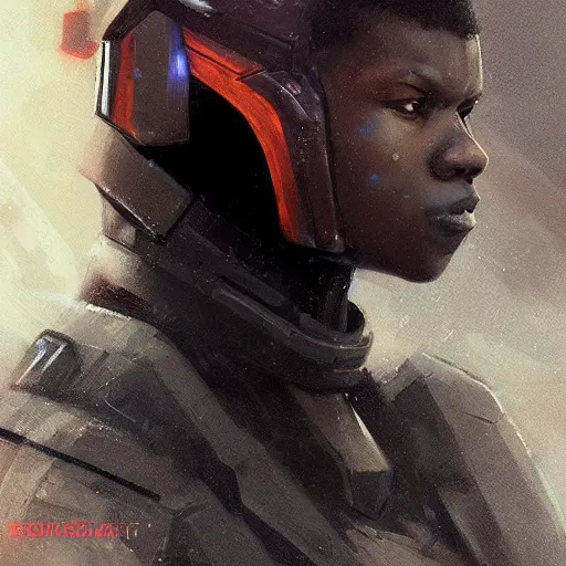 Image similar to portrait of a man by greg rutkowski, he looks like john boyega, star wars expanded universe, he is about 2 5 years old, wearing the tactical gear of the galactic alliance, digital painting, artstation, concept art, smooth, sharp foccus ilustration, artstation hq