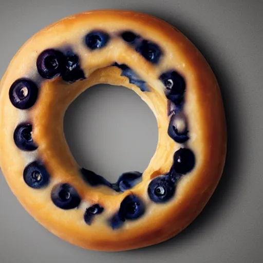 Prompt: Perfectly circular donut!!!!! in the style of a blueberry!!!!!!, blueberry donut!!!!, trending on artstation, 4k, 8k, professional photography, overhead shot, 35mm lens