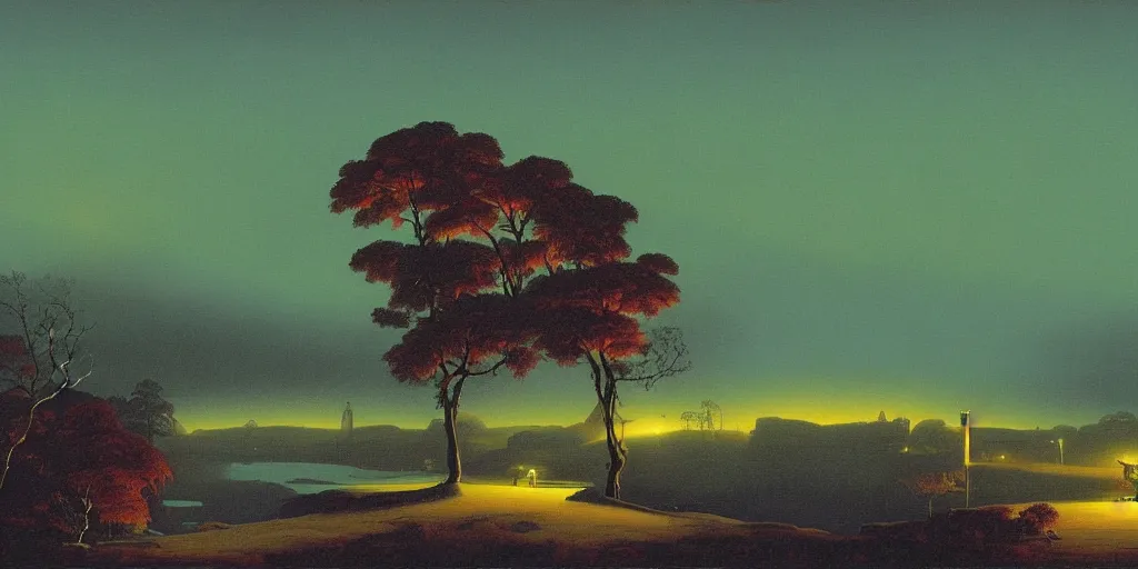 Prompt: a night landscape background, rob gonsavles, eyvind earle, heade martin johnson