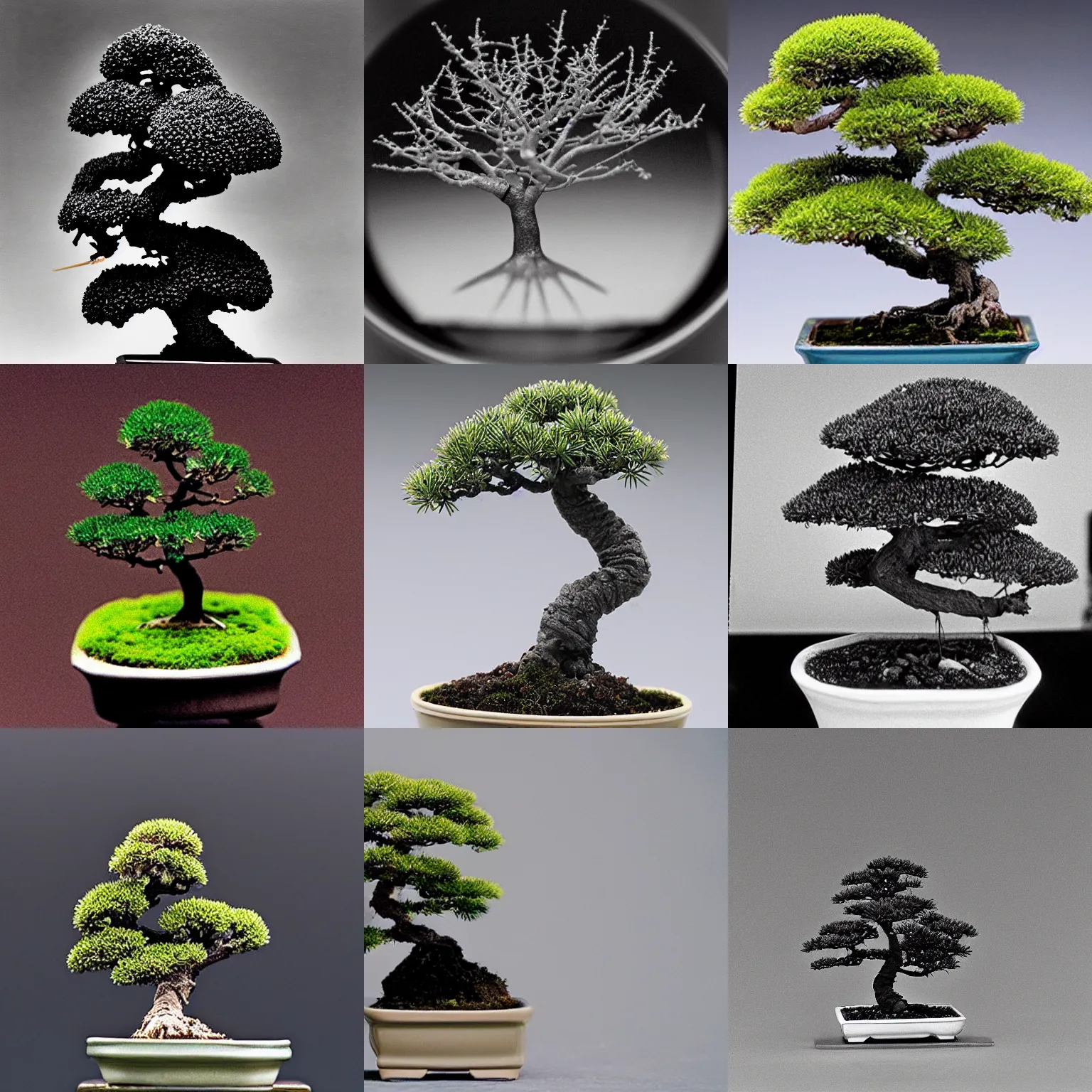 Prompt: a microscopic bonsai tree, phase-contrast microscopy, original research