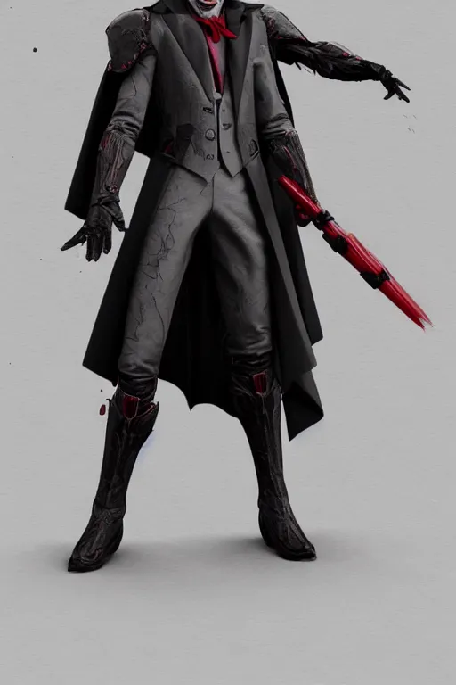 Prompt: Joker wearing sith's armor, full character, artstation, highly detailed, highly realistic