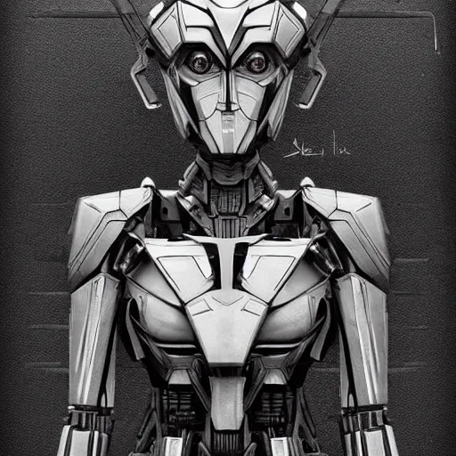 Image similar to symmetry!! a female transformer with a tall crown, black eyes!! very symmetrical face, highly detailed, by steven zavala, by matt tkocz, by shane baxley, transformers cinematic universe, pinterest, deviantart, artstation _ h 7 5 0