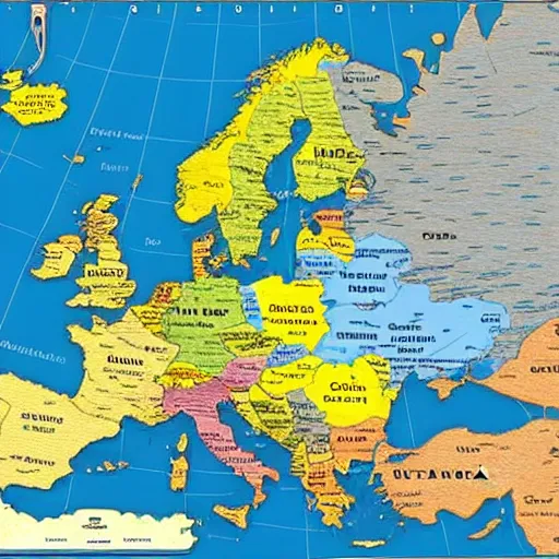 Prompt: europe map with names