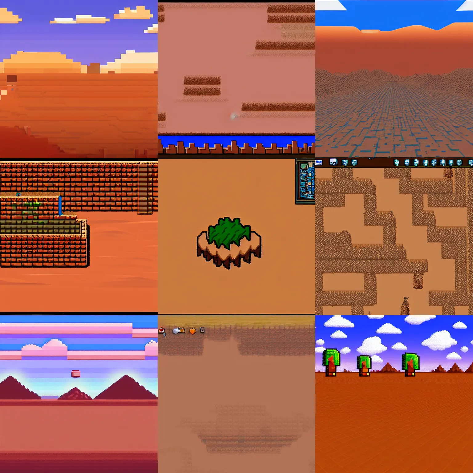 Prompt: sahara desert and sky in background pixelated, high detail, pixel art, unity 2 d, plataform 2 d game, sprite 2 d, game maker