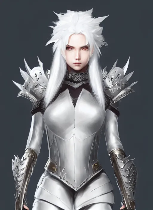 Image similar to fur - lined armor!!! beautiful and elegant white haired female!! gorgeous ayes!! character concept art, sharp focus, octane render! unreal engine 5! highly rendered!! trending on artstation!! detailed linework!! illustration by artgerm, wlop and ayami kojima