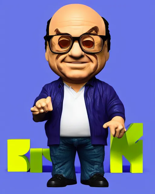 Image similar to full body 3d render of Danny DeVito as a funko pop, studio lighting, white background, blender, trending on artstation, 8k, highly detailed