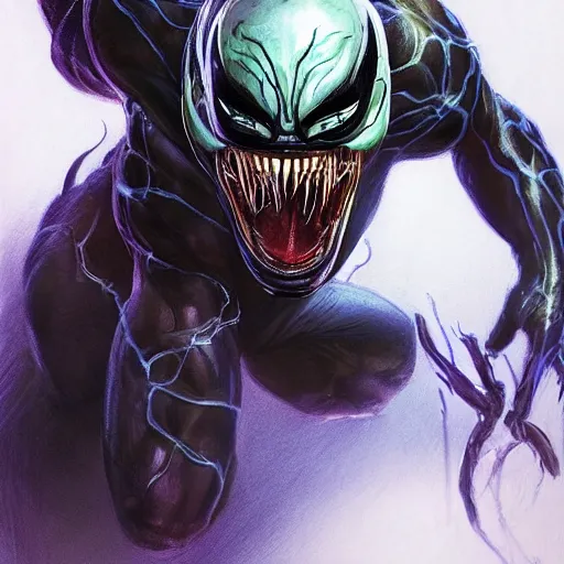 Image similar to a sketch of the god of lightning as venom the symbiote | venom movie | ~ ~ cinematic ~ ~ lighting | award - winning | closeup portrait | by donato giancola and mandy jurgens and charlie bowater | featured on artstation | pencil sketch | sci - fi alien