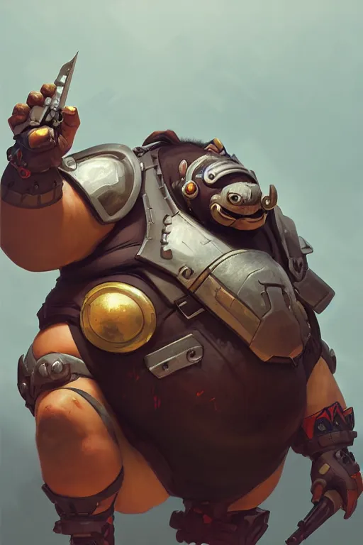 Image similar to roadhog from overwatch, highly detailed, digital painting, artstation, concept art, sharp focus, illustration, art by greg rutkowski and alphonse mucha