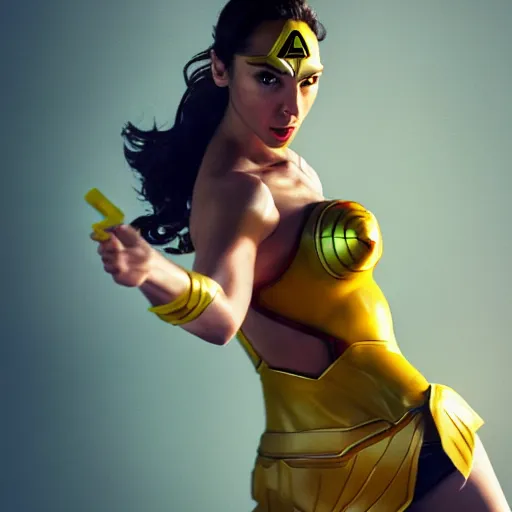 Prompt: gal gadot cosplay as picachu, professional photography, action shot, studio lighting, motion blur, hyper detailed, trending on artstation