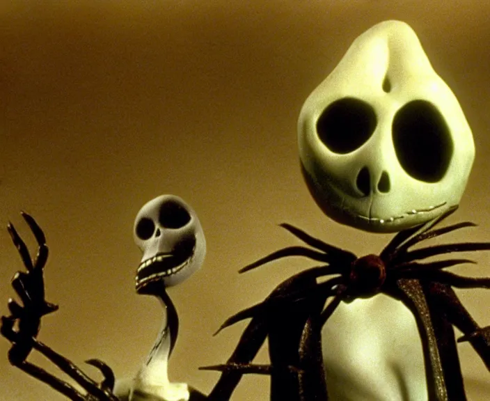 Prompt: a still of david lynch in the nightmare before christmas ( 1 9 9 3 ), claymation, 4 k, hi - res