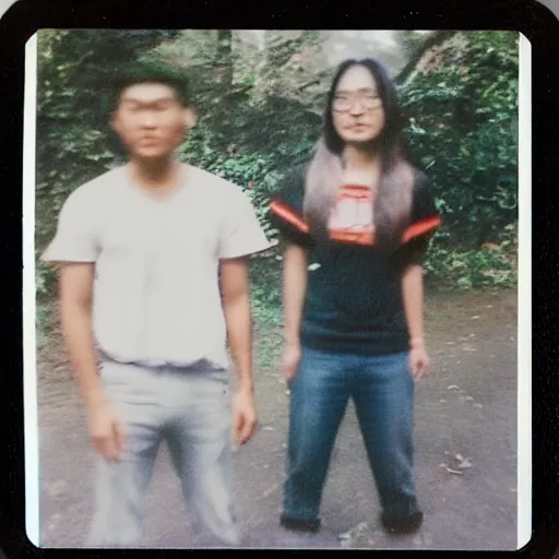 Image similar to polaroid coloured photo of a poltergeist paranormal activities with hantu