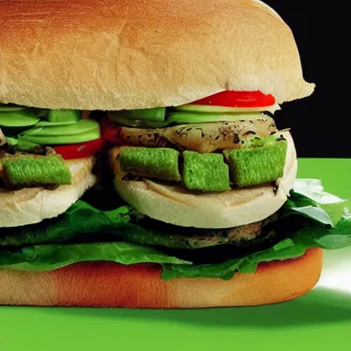 Prompt: promotional shot of the new frog sandwich from subway,