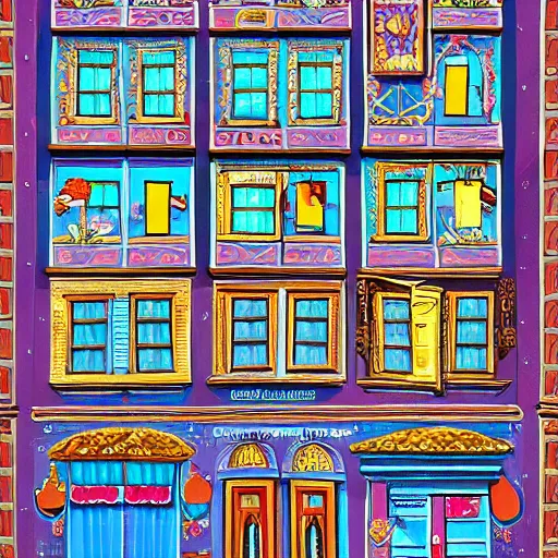 Image similar to a painting of a ntique decorated windows, an ultrafine detailed painting by hidrock, behance contest winner, naive art, behance hd, 2 d game art, detailed painting