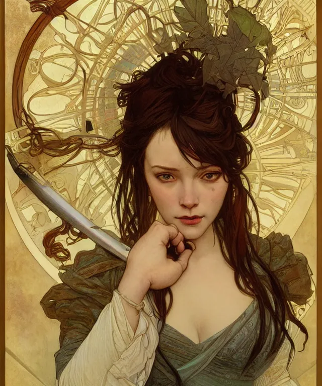 Image similar to realistic hyper detailed portrait of a clipper from into the badlands by Alphonse Mucha and Charlie Bowater and art germ, rule of thirds, golden ratio, portrait style with the subject in the middle of the frame