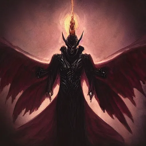 Image similar to “ lucifer the dark prince of hell, hyperrealistic, epic ”