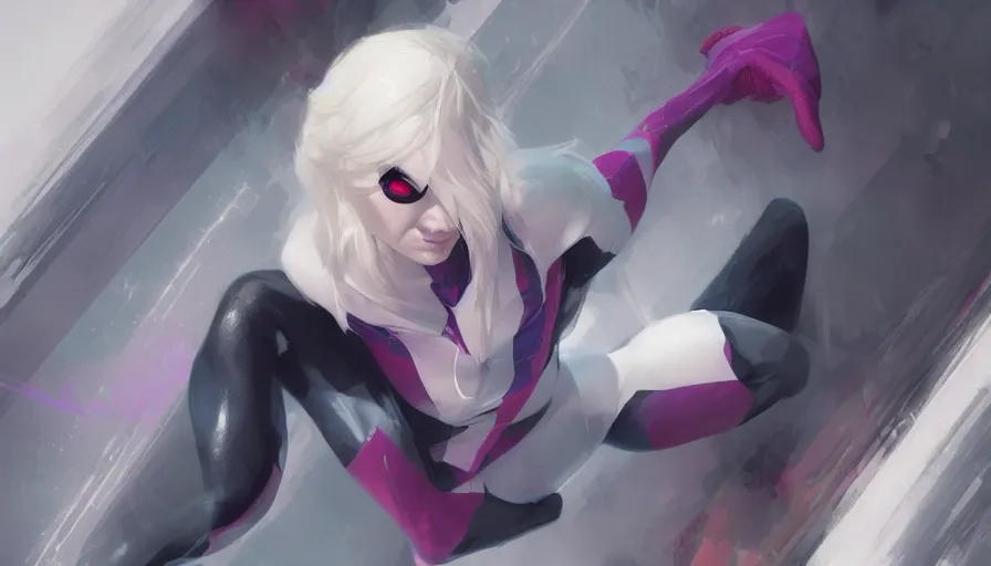 Prompt: Spider-Gwen digital art, ultra detailed, ultra realistic, art by greg rutkowski, trending on artstation