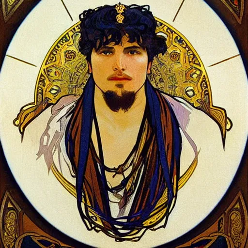 Prompt: an elegant white and gold acrylic painting of a roman emperor, by alphonse mucha