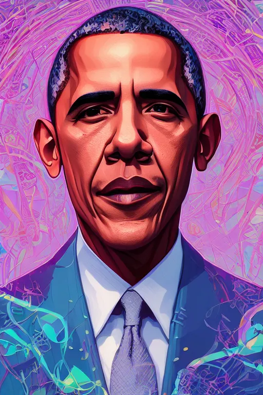 Prompt: Beautiful Obama portrait, artstation winner by Victo Ngai, Kilian Eng and by Jake Parker, vibrant colors, winning-award masterpiece, fantastically gaudy, aesthetic octane render, 8K HD Resolution