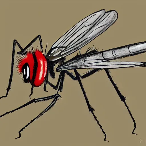 Image similar to digital art of mosquito close up highly detailed