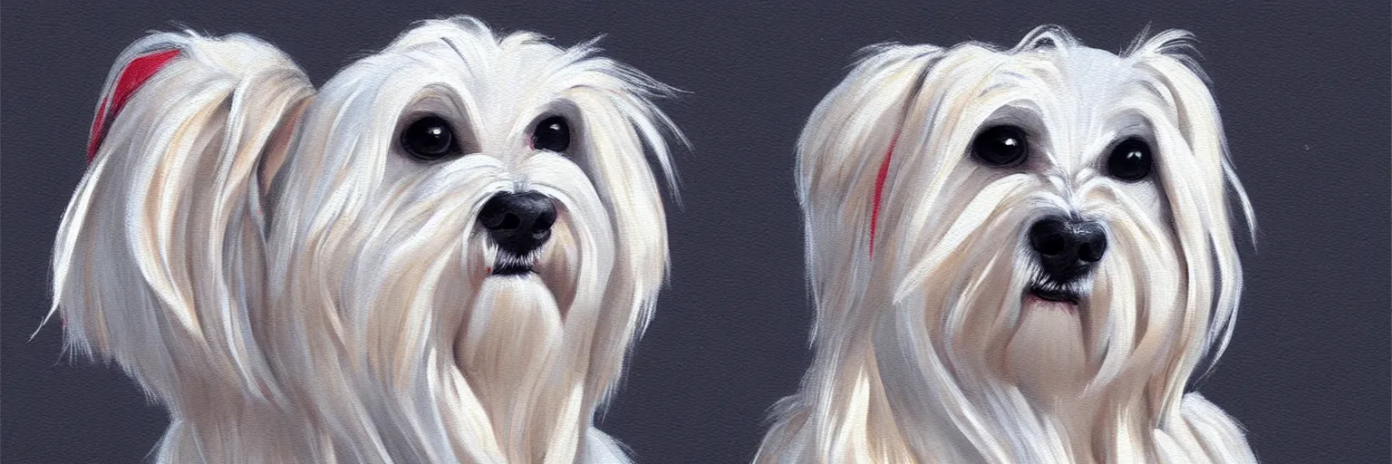 Image similar to a maltese terrier, concept art by yulia zhuchkova, lord raven art print,