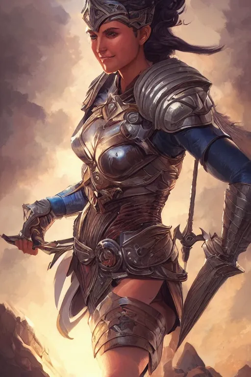 Image similar to amazon valkyrie athena, d & d, fantasy, portrait, highly detailed, headshot, digital painting, trending on artstation, concept art, sharp focus, illustration, art by artgerm and greg rutkowski and magali villeneuve