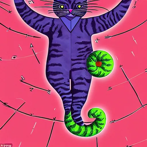 Image similar to the seventeen dimensional cat swings its tail through the quantum fields comprising our reality