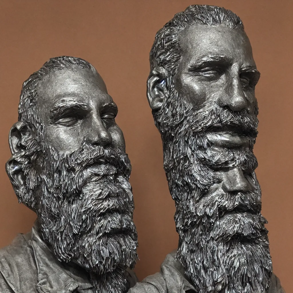 Image similar to matt wilson metal sculpture of a bearded man