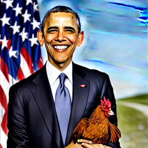 Image similar to photo of president obama holding a rooster,