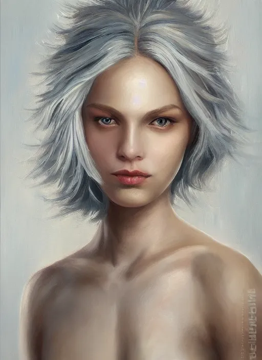Prompt: beautiful oil painting full body portrait of fairy princess soft skin silver hair by Noah Bradley