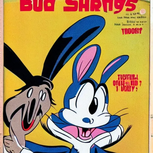 Prompt: a still of bugs bunny from looney tunes as a 1 9 5 0 s magazine