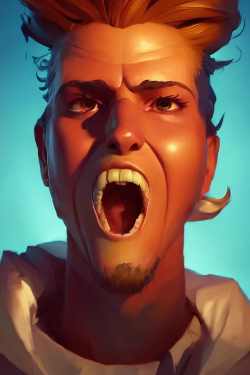 Image similar to screaming portrait stylized as fornite style game design fanart by concept artist gervasio canda, behance hd by jesper ejsing, by rhads, makoto shinkai and lois van baarle, ilya kuvshinov, rossdraws global illumination radiating a glowing aura global illumination ray tracing hdr render in unreal engine 5