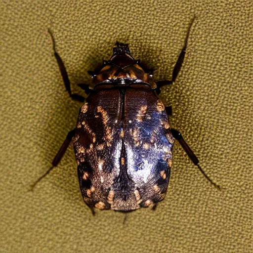 Image similar to a giant brown marmorated stink bug on a bed in a hotel room, bug, beetle, hotel, bed, pentatomidae, halyomorpha halys, canon eos r 3, f / 1. 4, iso 2 0 0, 1 / 1 6 0 s, 8 k, raw, unedited, symmetrical balance, wide angle