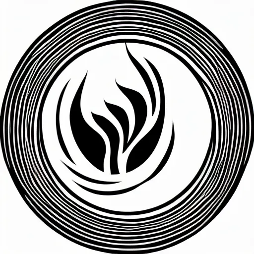 Image similar to a vector llustration logo of fire, black and white, smooth curves
