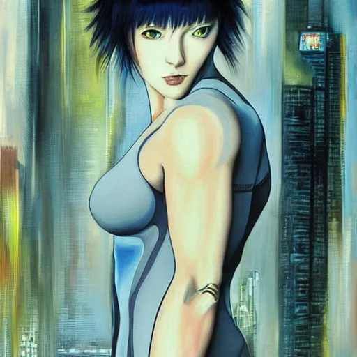 Image similar to ghost in the shell painting