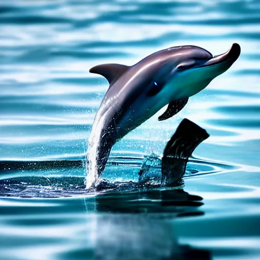 Prompt: photograph close up of a dolphin smoking a cigar