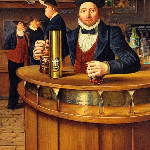 Image similar to A pint of beer sitting on a bar, Johfra Bosschart