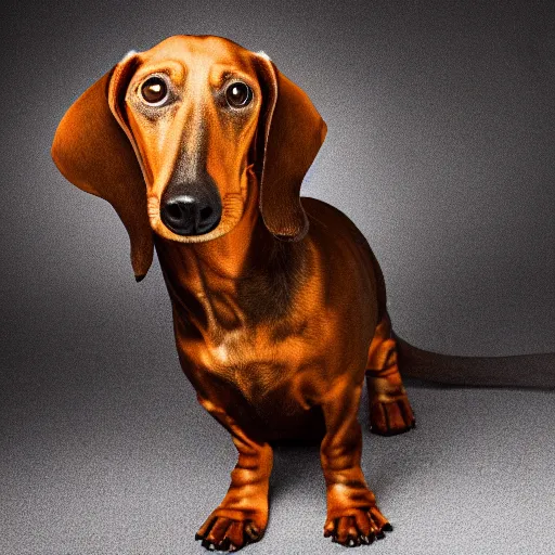 Prompt: headshot a dachshund - saul - goodman : : saul goodman with the nose and the ears of a dachshund : : studio lighting