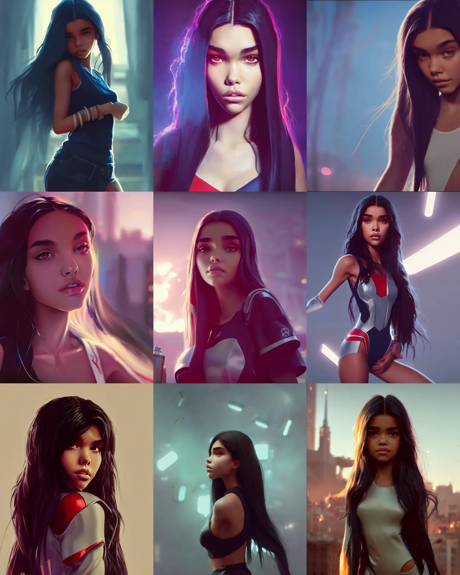 Prompt: madison beer : : as tiktok girl by marvel : : by greg rutkowski, octane render : :