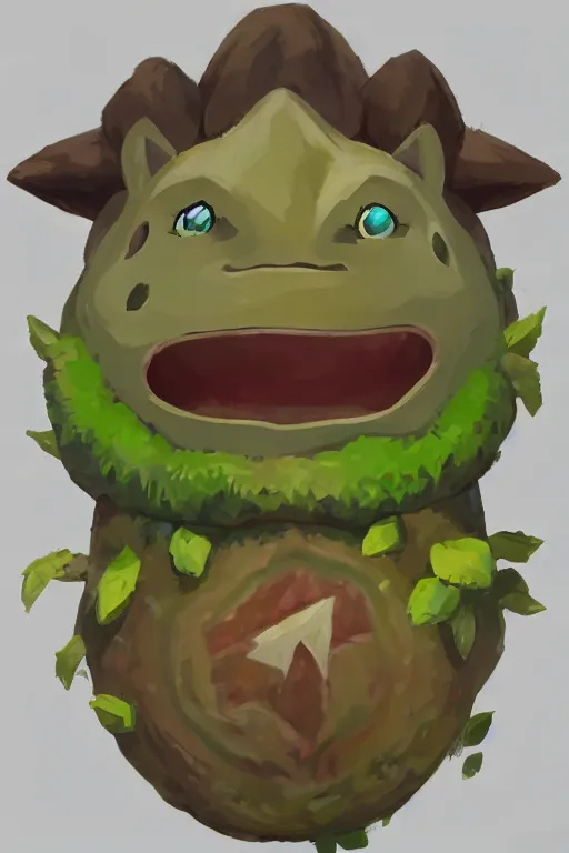 Prompt: an in game portrait of a korok from the legend of zelda breath of the wild, breath of the wild art style.