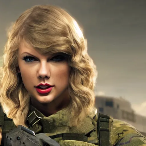 Image similar to Taylor Swift in Call of Duty, 4k