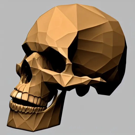 Prompt: 3d low-poly model skull