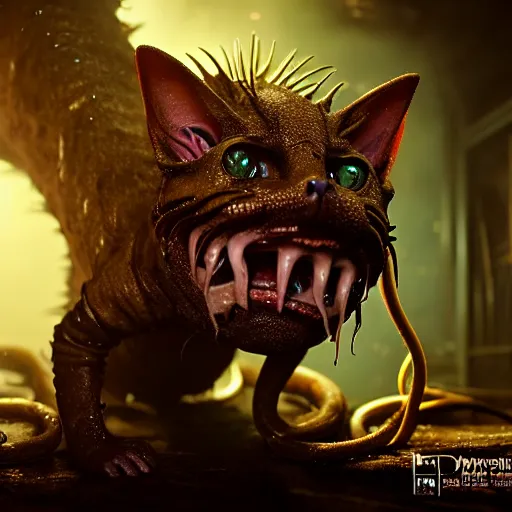 a sewer cat transformed into an indescribable horror Stable Diffusion