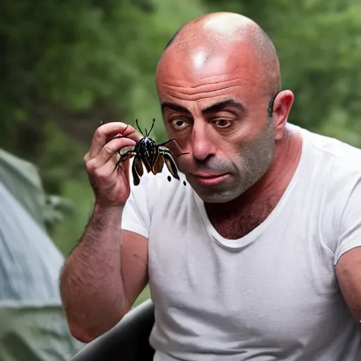 Image similar to joe rogan eating a bug