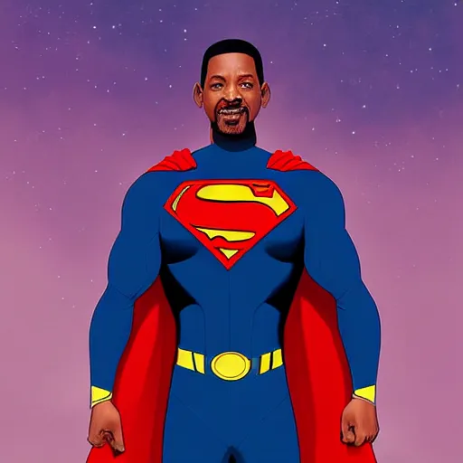 Prompt: portrait of will smith as superman by mandy jurgens