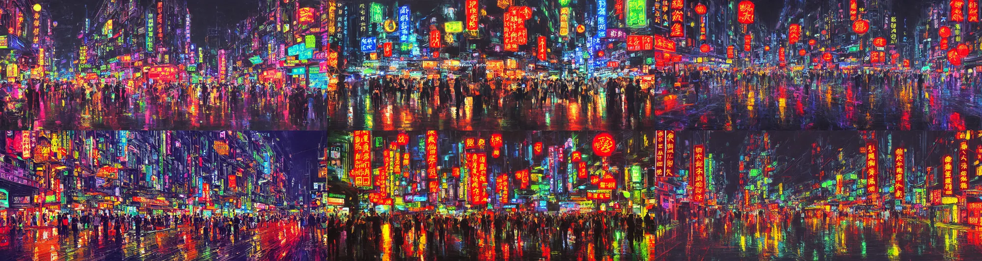 Prompt: shanghai street crowded night future neon syd meed detailed painting 8k