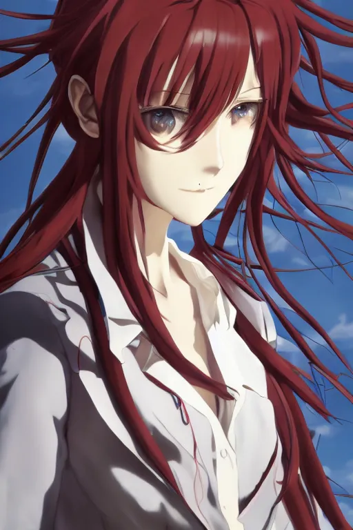 Prompt: Makise kurisu, steins gate, dramatic, elaborate emotive Baroque and Rococo styles to emphasize beauty as a transcendental, 8k image, ultra-realistic, the style of WLOP
