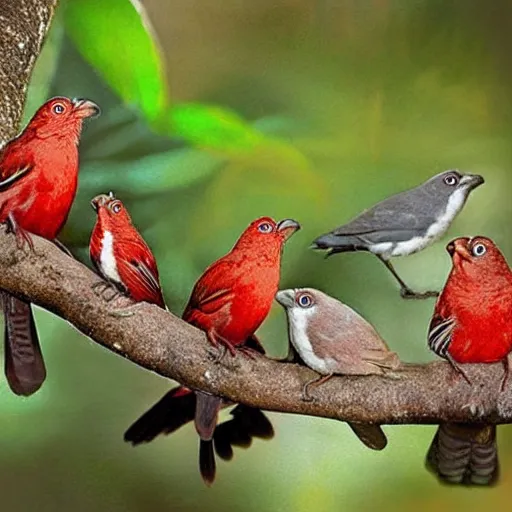 Prompt: “beautiful multicolor catbirds from Papua New Guinea, photo from National Geographic”